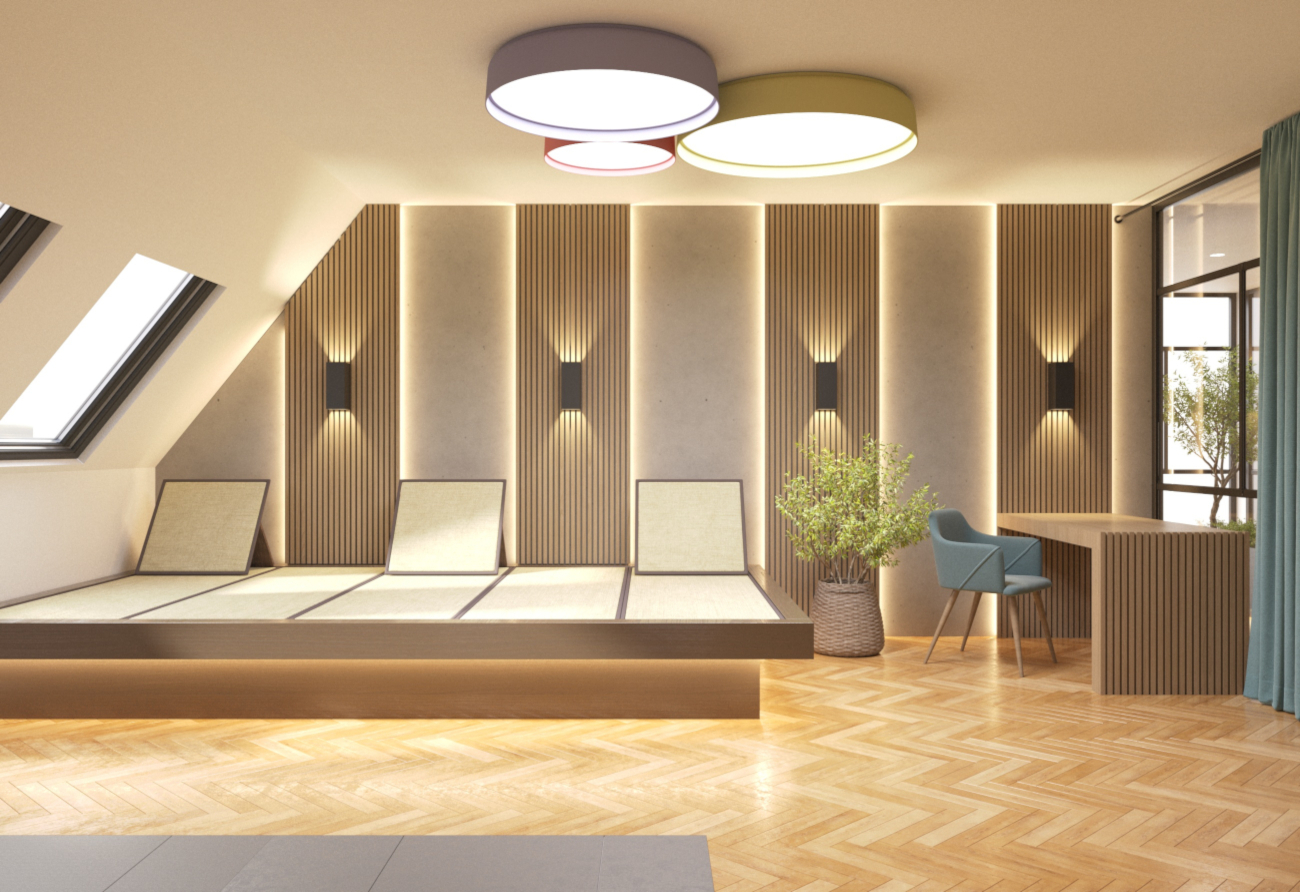 Dachgeschoss-Innenarchitekt-Sauna-Interior-Design